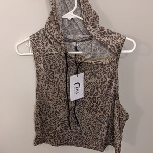 Zyia leopard crop hoodie